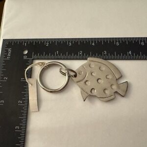 Crate‎ & Barrel Fish Keychain Metal Silver Tone Novelty Collectible